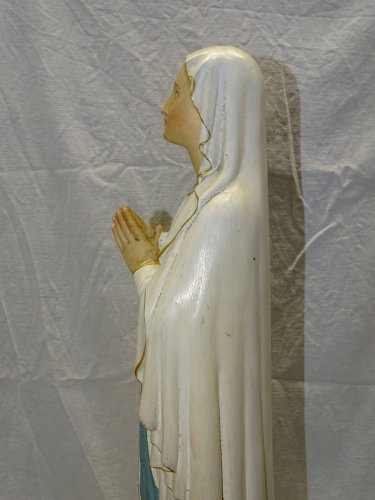 -BELLE ANCIENNE STATUE SAINTE VIERGE EN PLATRE PEINT COLLECTION RELIGION    D