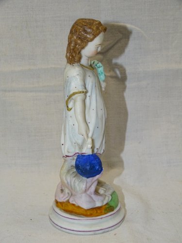 -BELLE ANCIENNE  STATUETTE BISCUIT PEINT ENFANT JESUS  RELIGION COLLECTION    D
