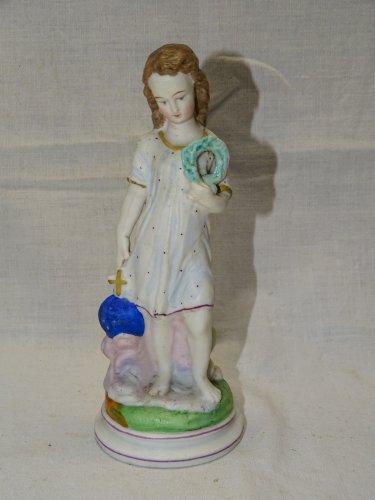 -BELLE ANCIENNE  STATUETTE BISCUIT PEINT ENFANT JESUS  RELIGION COLLECTION    D