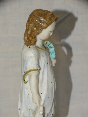 -BELLE ANCIENNE  STATUETTE BISCUIT PEINT ENFANT JESUS  RELIGION COLLECTION    D