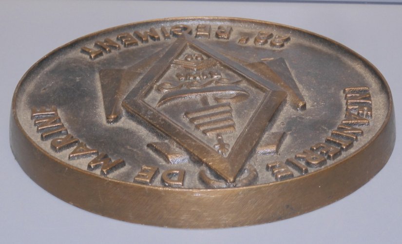 -BELLE ANCIENNE TAPE de BOUCHE BRONZE INFANTERIE de MARINE 22e Régiment   D