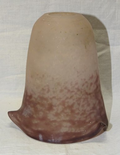-BELLE ANCIENNE TULIPE PATE DE VERRE Signée RETHONDES dégradé de MAUVE   D