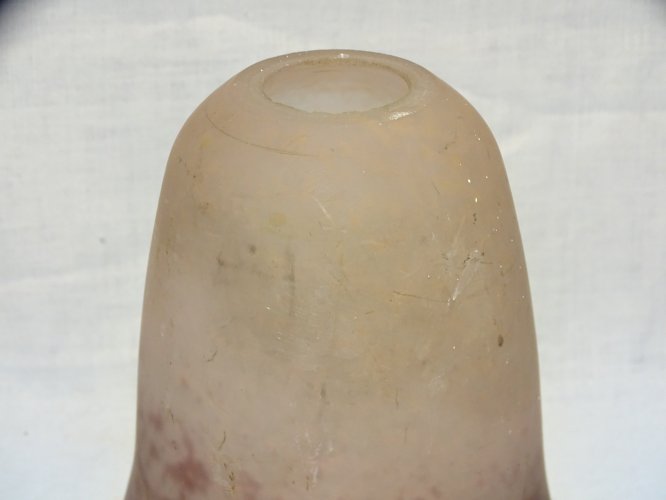 -BELLE ANCIENNE TULIPE PATE DE VERRE Signée RETHONDES dégradé de MAUVE   D