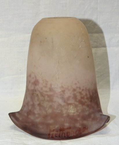 -BELLE ANCIENNE TULIPE PATE DE VERRE Signée RETHONDES dégradé de MAUVE   D