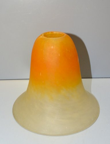 -BELLE ANCIENNE TULIPE PATE de VERRE signée SCHNEIDER ORANGE et BLANC   D