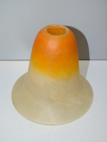 -BELLE ANCIENNE TULIPE PATE de VERRE signée SCHNEIDER ORANGE et BLANC   D