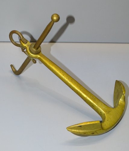 -BELLE ANCRE MINIATURE EN BRONZE DECORATIVE PRESSE PAPIER BUREAU COLLECTION   D