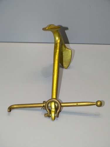 -BELLE ANCRE MINIATURE EN BRONZE DECORATIVE PRESSE PAPIER BUREAU COLLECTION   D