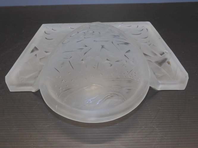 -BELLE APPLIQUE MULLER Frères LUNEVILLE VERRE Pressé Moulé dépoli incolore   D