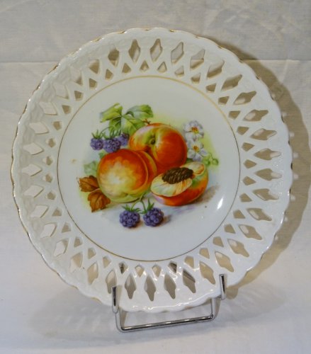 -BELLE ASSIETTE DECORATIVE PORCELAINE AILE AJOUREE COLLECTION DECO XXe   D