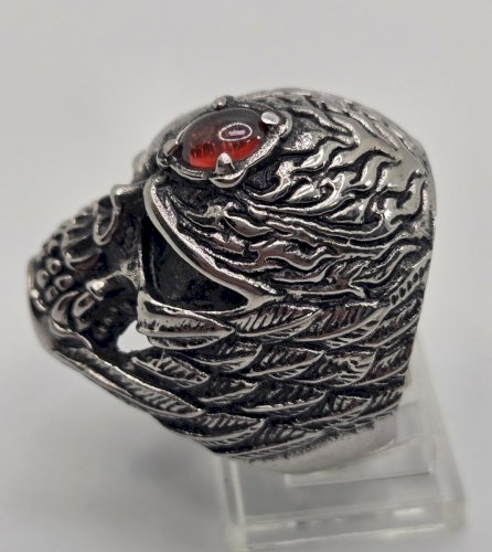 Belle bague, tête de mort / crane, en métal argenté ^
