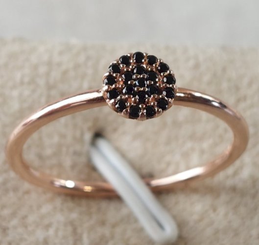 Belle bague, zircon noir, en argent vermeil, Histoire d'Or
