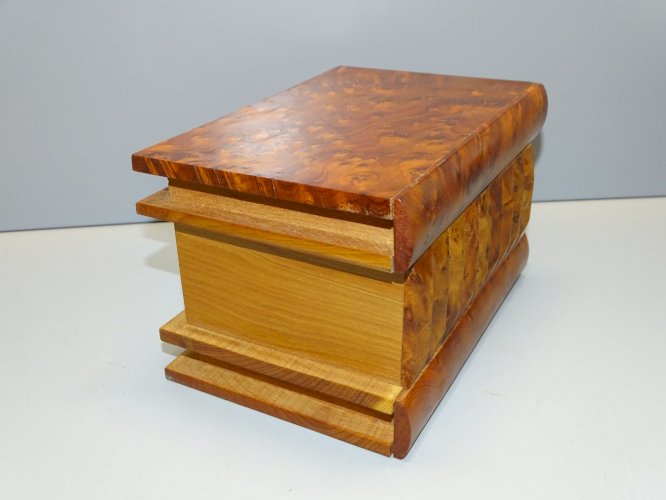 -BELLE BOITE A SYSTEME FORME FAUX LIVRES en LOUPE de TUYA BOITE A SECRETS    D