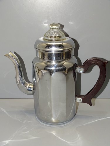 -BELLE CAFETIERE CUIVRE Chromé MENESA 2 POIGNEE BAKELITE ART DECO COLLECTION  D