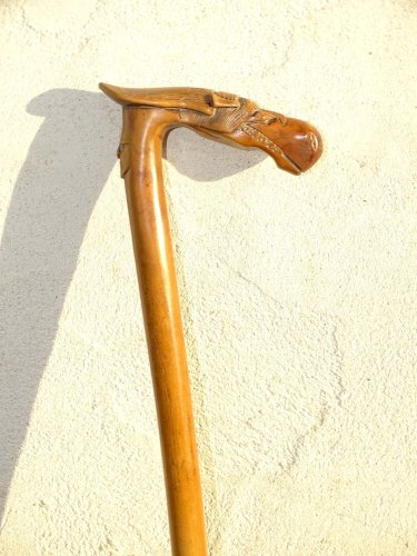 -BELLE CANNE POMMEAU  TETE DE CHEVAL et VISAGE D'HOMME COLLECTION DECO   D