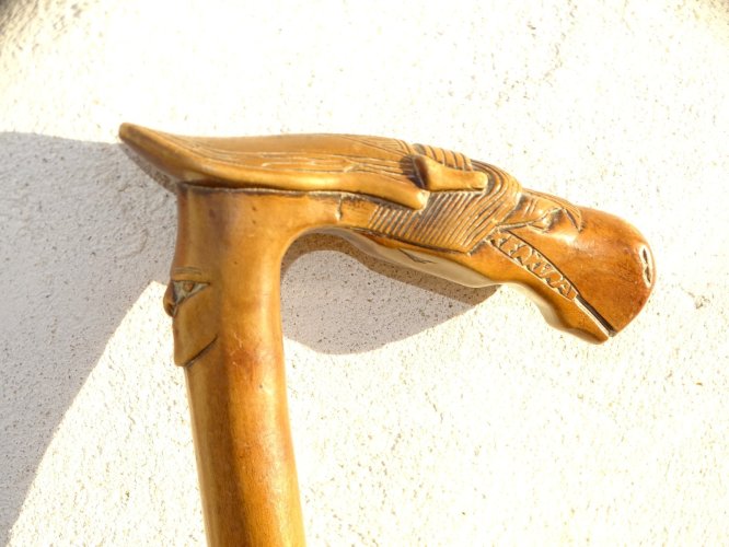 -BELLE CANNE POMMEAU  TETE DE CHEVAL et VISAGE D'HOMME COLLECTION DECO   D