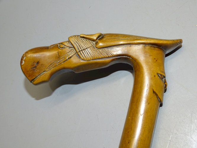 -BELLE CANNE POMMEAU  TETE DE CHEVAL et VISAGE D'HOMME COLLECTION DECO   D