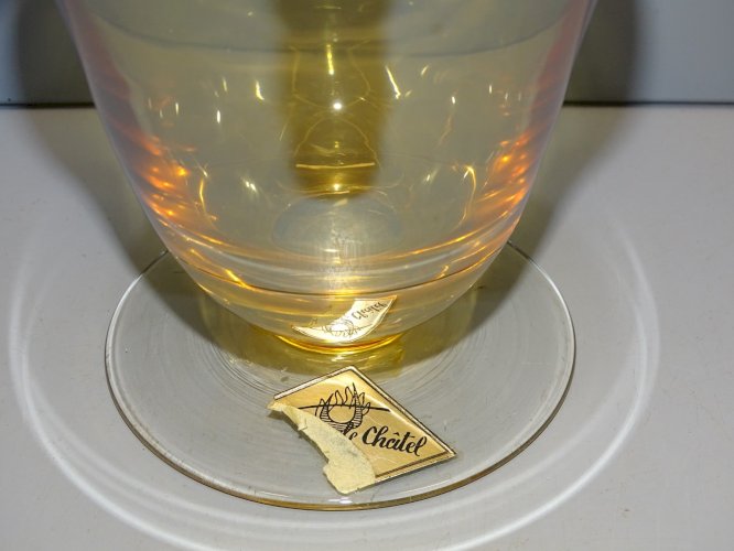 -BELLE CARAFE VERRE Irisé Orangé  Cristallerie VANNES LE CHÂTEL BOUCHON FLAMME D