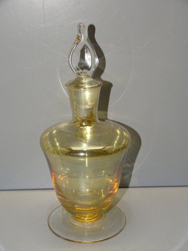 -BELLE CARAFE VERRE Irisé Orangé  Cristallerie VANNES LE CHÂTEL BOUCHON FLAMME D