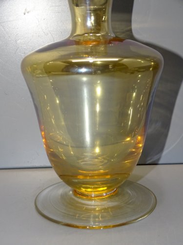 -BELLE CARAFE VERRE Irisé Orangé  Cristallerie VANNES LE CHÂTEL BOUCHON FLAMME D