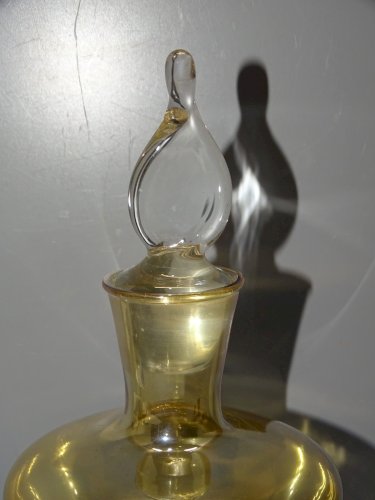 -BELLE CARAFE VERRE Irisé Orangé  Cristallerie VANNES LE CHÂTEL BOUCHON FLAMME D