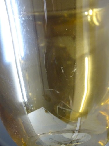 -BELLE CARAFE VERRE Irisé Orangé  Cristallerie VANNES LE CHÂTEL BOUCHON FLAMME D