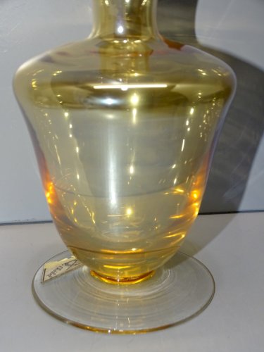 -BELLE CARAFE VERRE Irisé Orangé  Cristallerie VANNES LE CHÂTEL BOUCHON FLAMME D