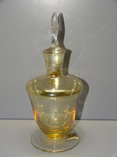 -BELLE CARAFE VERRE Irisé Orangé  Cristallerie VANNES LE CHÂTEL BOUCHON FLAMME D