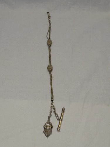 -BELLE CHAINE DE MONTRE A GOUSSET EN ARGENT Poinçon Sanglier Clé FIXE     D