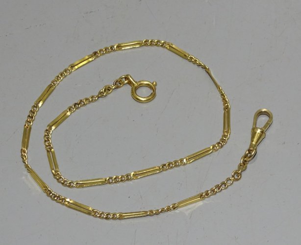 -BELLE CHAINE POUR MONTRE GOUSSET PLAQUE OR MURAT COLLECTION VITRINE   D