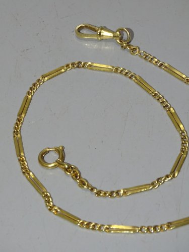 -BELLE CHAINE POUR MONTRE GOUSSET PLAQUE OR MURAT COLLECTION VITRINE   D