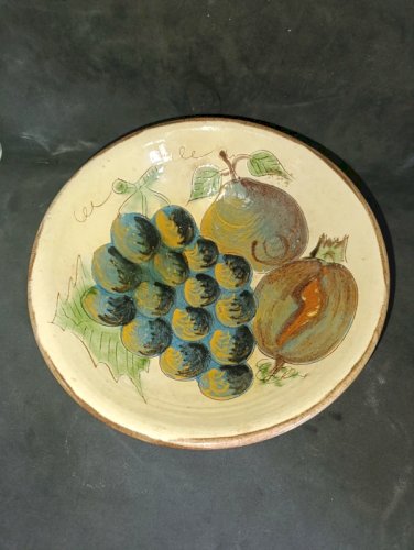 belle coupe à decor de fruits signée puigdemont en bon etat