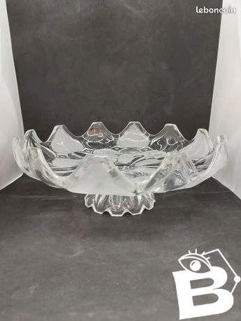 Belle coupe à fruits art deco en cristal à partie transparente et givre en bon etat