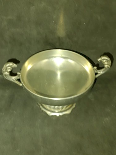 belle coupe bourguignonne ancienne en etain anse decor belier en bon etat