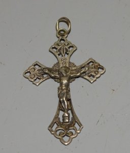-BELLE CROIX ARGENT poinçon TETE SANGLIER JESUS CHRIST RELIGION PENDENTIF   D