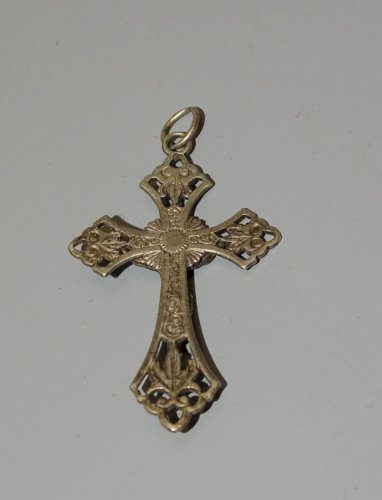 -BELLE CROIX ARGENT poinçon TETE SANGLIER JESUS CHRIST RELIGION PENDENTIF   D