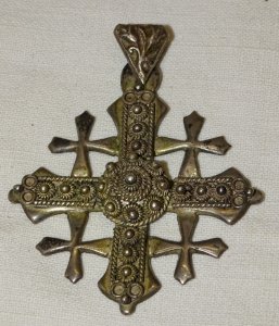 -BELLE CROIX DE JERUSALEM EN ARGENT PENDENTIF BIJOU ANCIEN  RELIGION     D