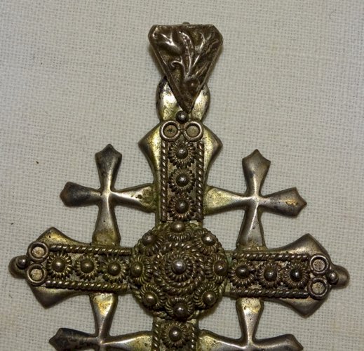-BELLE CROIX DE JERUSALEM EN ARGENT PENDENTIF BIJOU ANCIEN  RELIGION     D