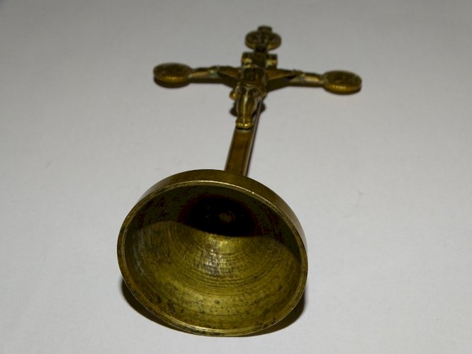 -BELLE CROIX DE VOYAGE SOUVENIR DE MISSION 18eme XVIIIe LAITON RELIGION JESUS  D