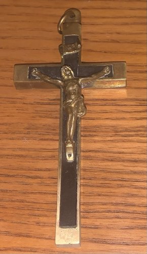 Belle croix pectorale en bronze et ébène XIXe