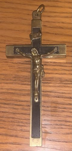 Belle croix pectorale en bronze et ébène XIXe