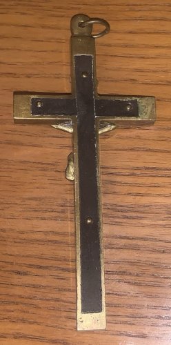 Belle croix pectorale en bronze et ébène XIXe