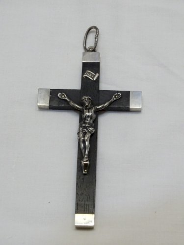 -BELLE CROIX PECTORALE NAPOLEON III BOIS & ARGENT COLLECTION RELIGION