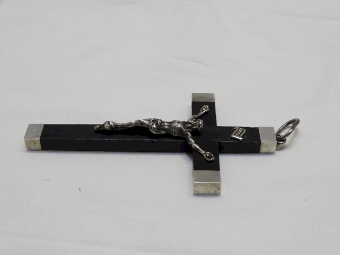 -BELLE CROIX PECTORALE NAPOLEON III BOIS & ARGENT COLLECTION RELIGION