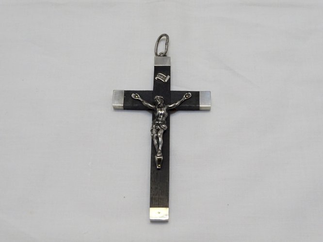 -BELLE CROIX PECTORALE NAPOLEON III BOIS & ARGENT COLLECTION RELIGION