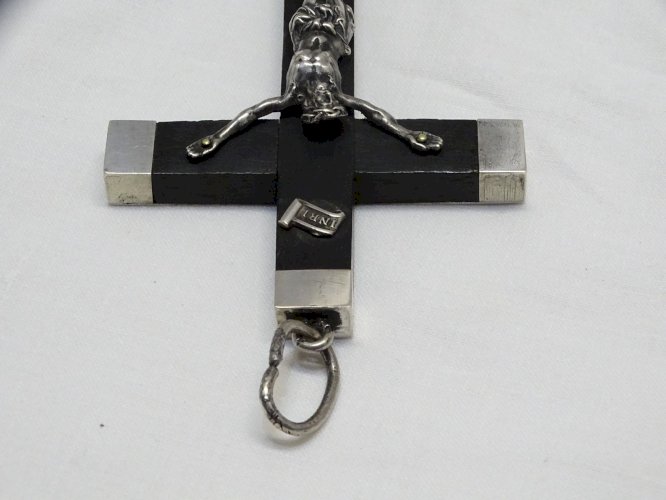 -BELLE CROIX PECTORALE NAPOLEON III BOIS & ARGENT COLLECTION RELIGION
