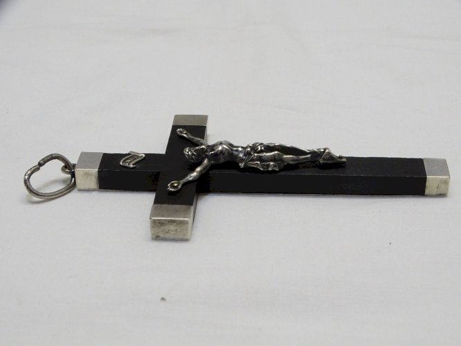 -BELLE CROIX PECTORALE NAPOLEON III BOIS & ARGENT COLLECTION RELIGION