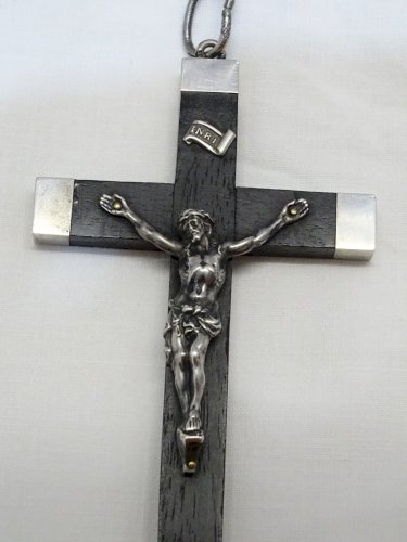 -BELLE CROIX PECTORALE NAPOLEON III BOIS & ARGENT COLLECTION RELIGION