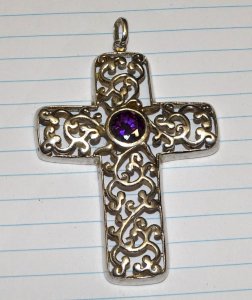 -BELLE CROIX PENDENTIF ARGENT FILI MENEGATTI ? Poinçons 925e & St ML bijou  D