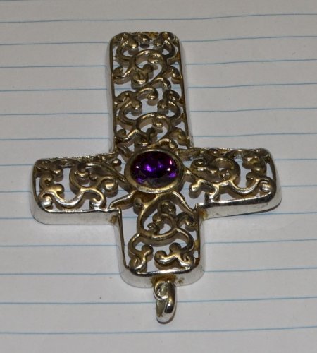 -BELLE CROIX PENDENTIF ARGENT FILI MENEGATTI ? Poinçons 925e & St ML bijou  D